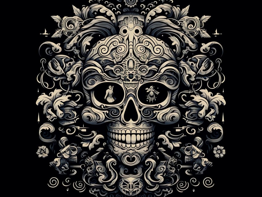 Skull Face Head Pop Art Vector Illustrations (35)