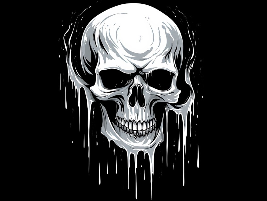 Black and White  Skull Face Head Pop Art Vector Illustrations (7)