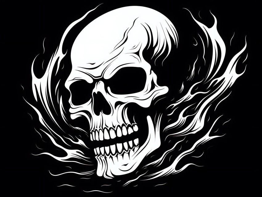 Black and White  Skull Face Head Pop Art Vector Illustrations (48)