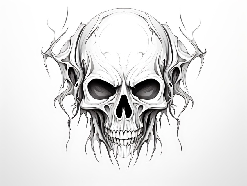 Black and White  Skull Face Head Pop Art Vector Illustrations (34)