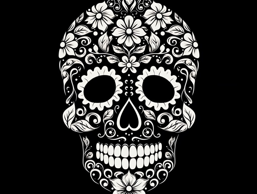Black and White  Skull Face Head Pop Art Vector Illustrations (15)