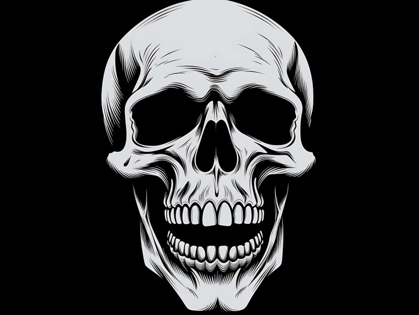 Black and White  Skull Face Head Pop Art Vector Illustrations (60)