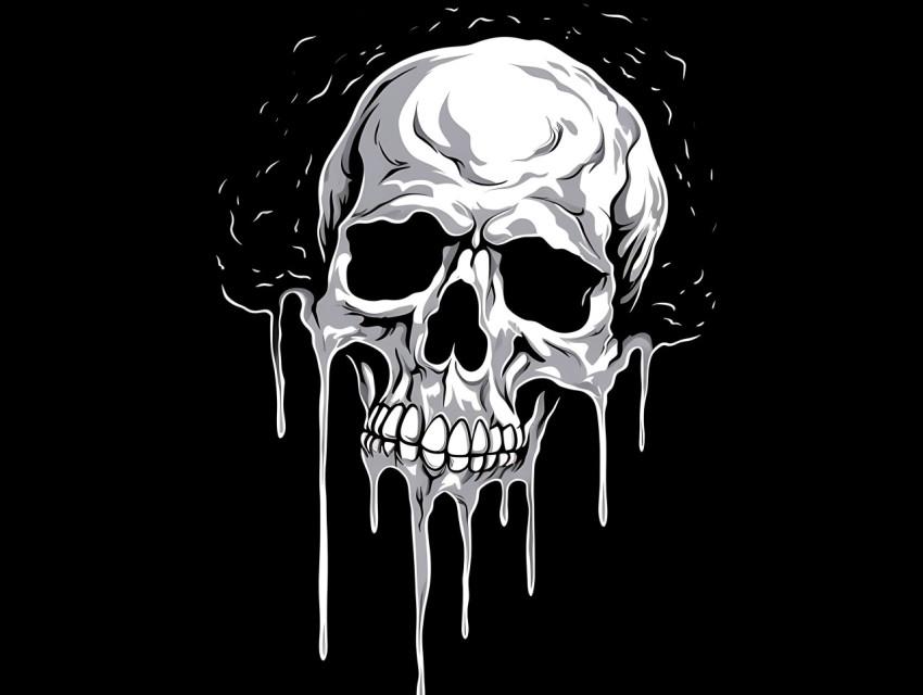 Black and White  Skull Face Head Pop Art Vector Illustrations (138)