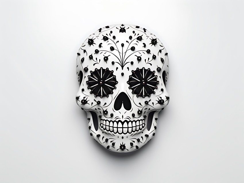 Black and White  Skull Face Head Pop Art Vector Illustrations (107)