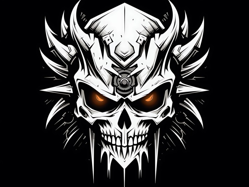 Black and White  Skull Face Head Pop Art Vector Illustrations (128)