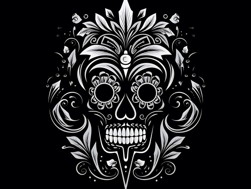 Black and White  Skull Face Head Pop Art Vector Illustrations (106)