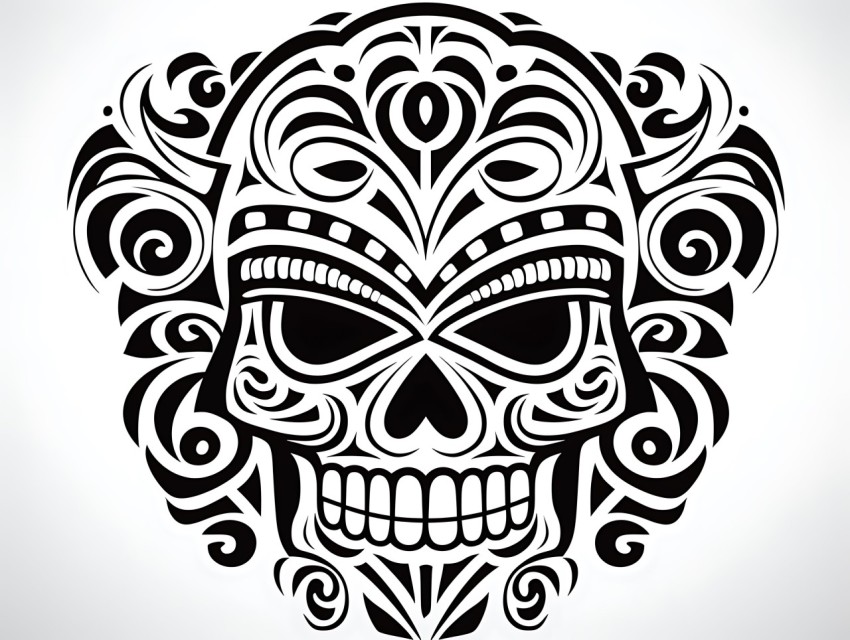 Black and White  Skull Face Head Pop Art Vector Illustrations (148)