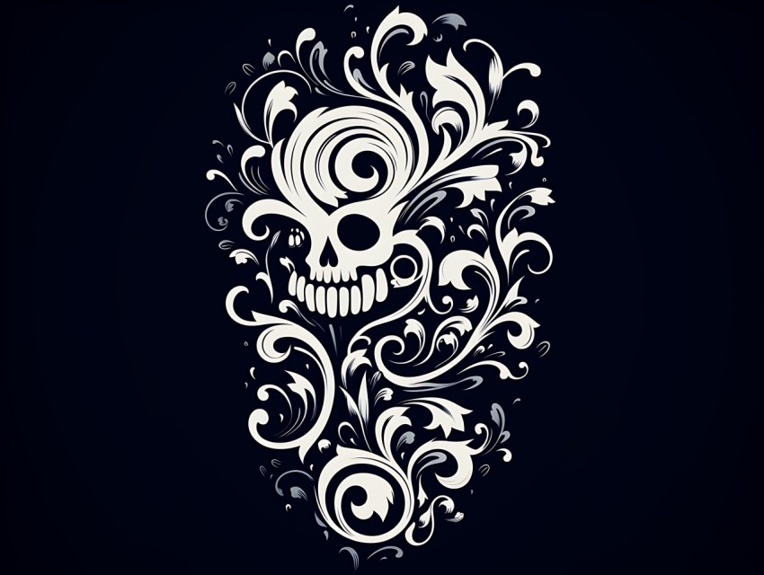 Black and White  Skull Face Head Pop Art Vector Illustrations (122)