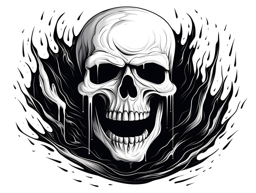 Black and White  Skull Face Head Pop Art Vector Illustrations (126)