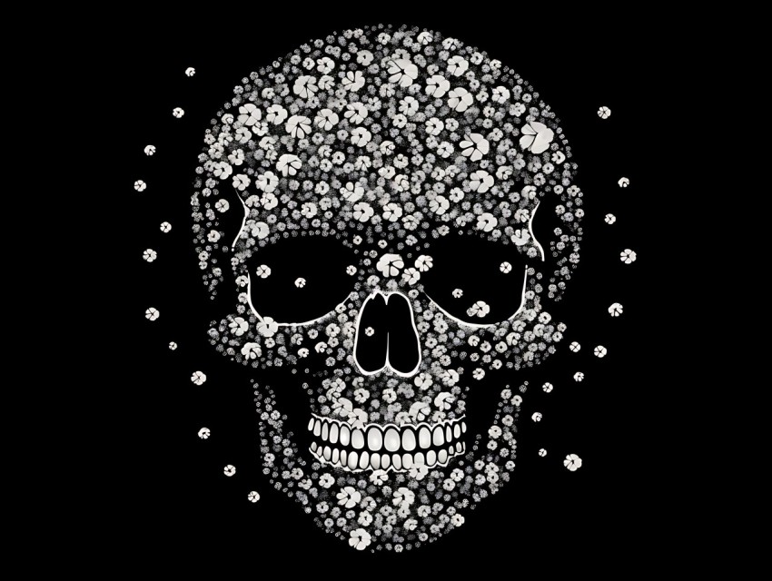 Black and White  Skull Face Head Pop Art Vector Illustrations (141)