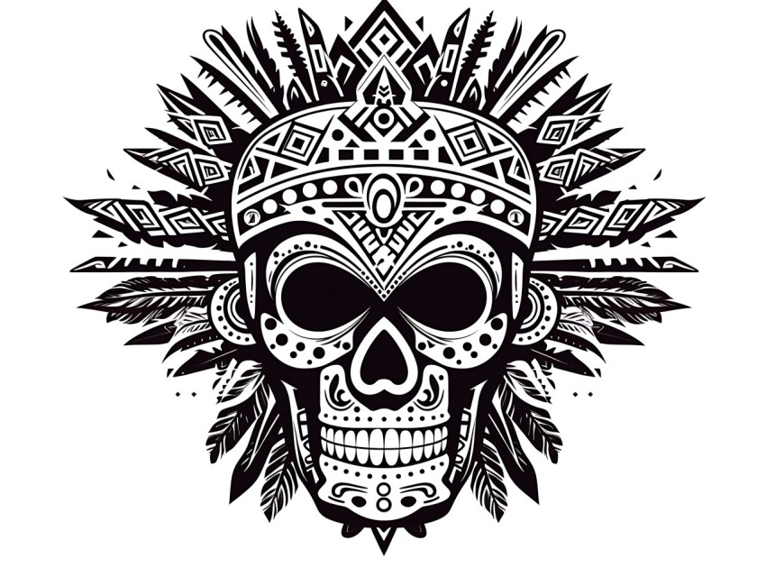 Black and White  Skull Face Head Pop Art Vector Illustrations (115)