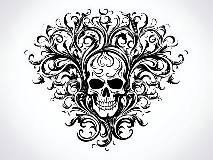 Black and White  Skull Face Head Pop Art Vector Illustrations (140)