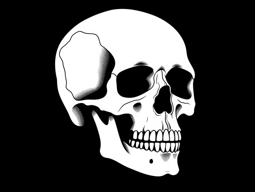 Black and White  Skull Face Head Pop Art Vector Illustrations (199)