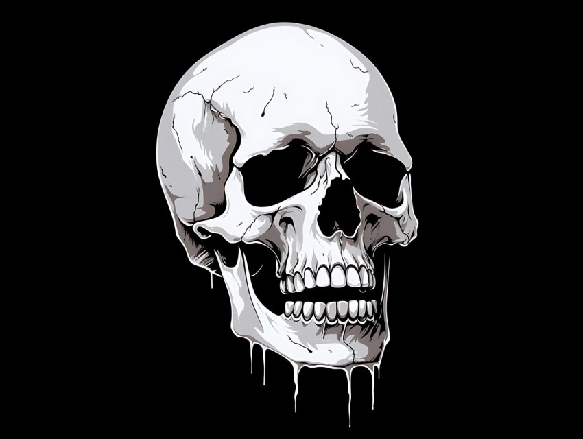 Black and White  Skull Face Head Pop Art Vector Illustrations (156)