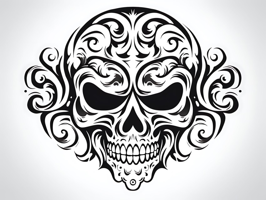 Black and White  Skull Face Head Pop Art Vector Illustrations (197)
