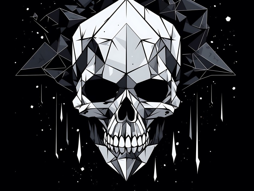 Black and White  Skull Face Head Pop Art Vector Illustrations (153)