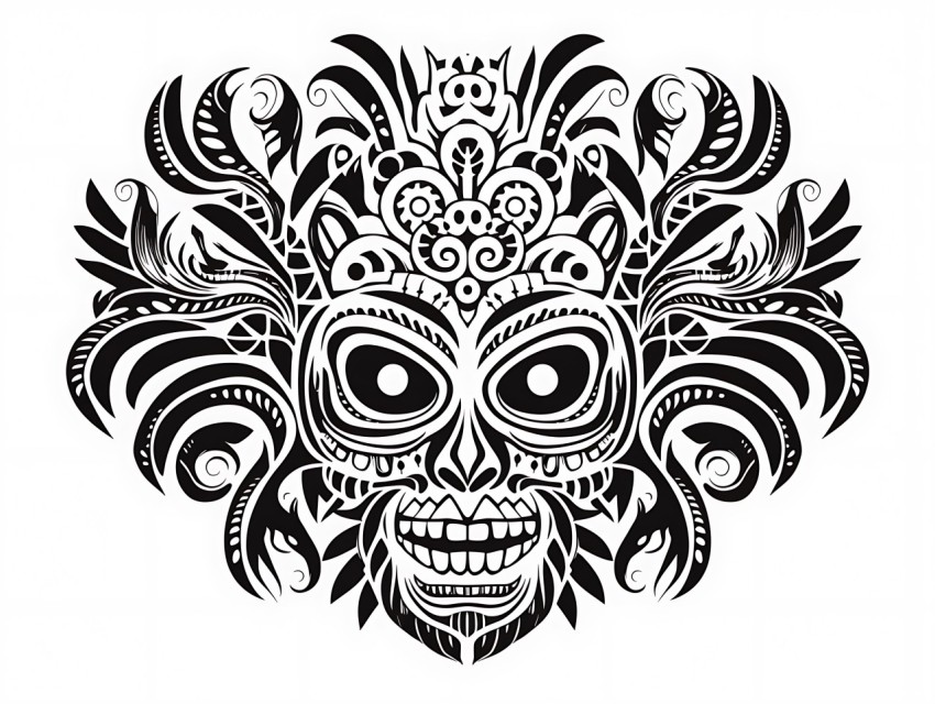 Black and White  Skull Face Head Pop Art Vector Illustrations (178)