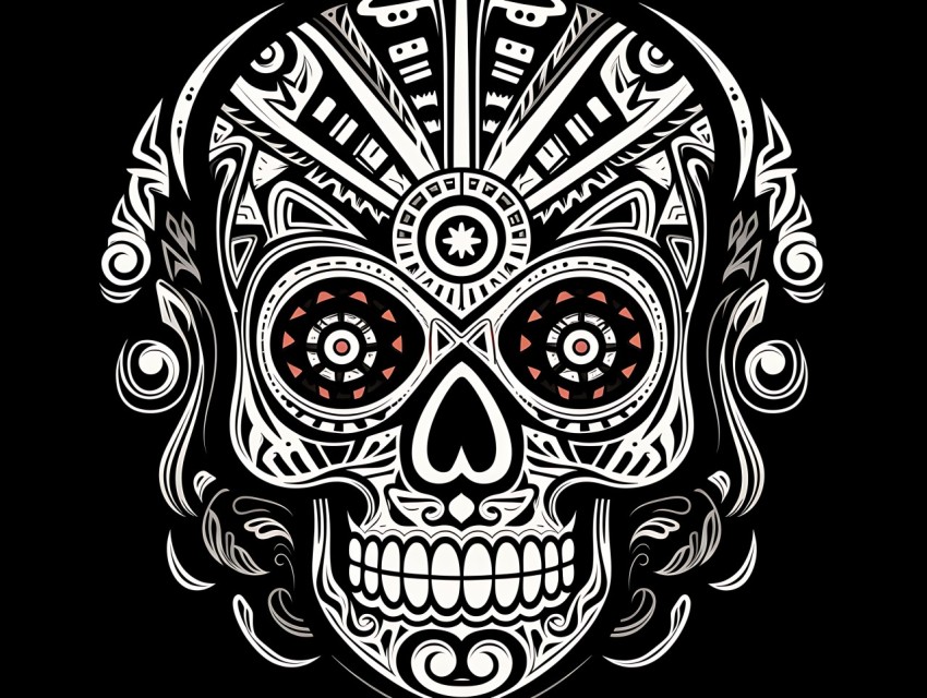 Black and White  Skull Face Head Pop Art Vector Illustrations (162)