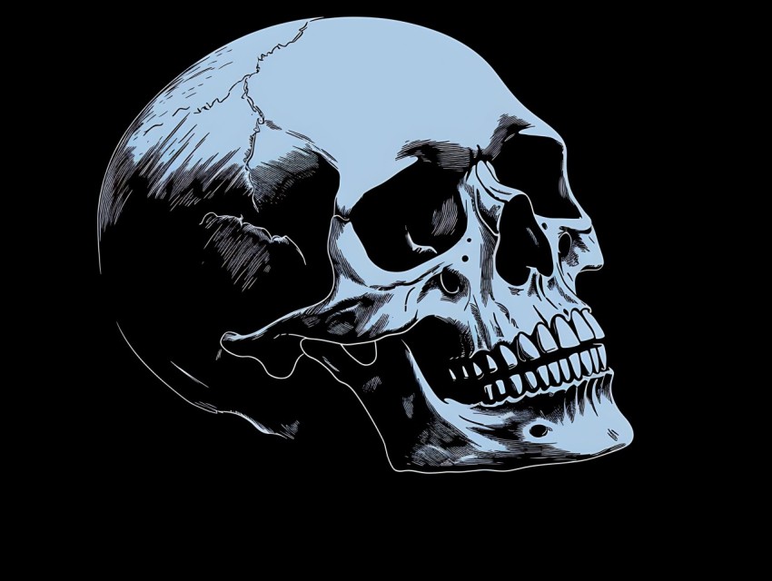Black and White  Skull Face Head Pop Art Vector Illustrations (155)