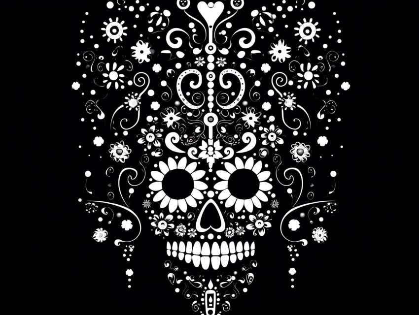 Black and White  Skull Face Head Pop Art Vector Illustrations (216)