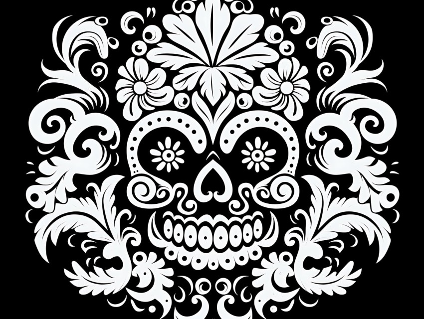 Black and White  Skull Face Head Pop Art Vector Illustrations (217)