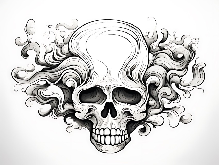 Black and White  Skull Face Head Pop Art Vector Illustrations (213)