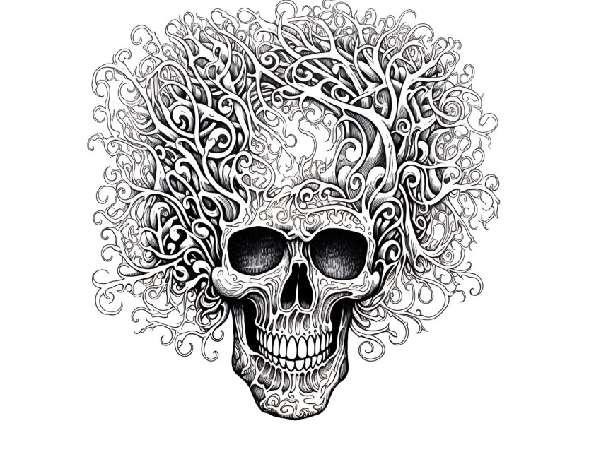 Black and White  Skull Face Head Pop Art Vector Illustrations (209)