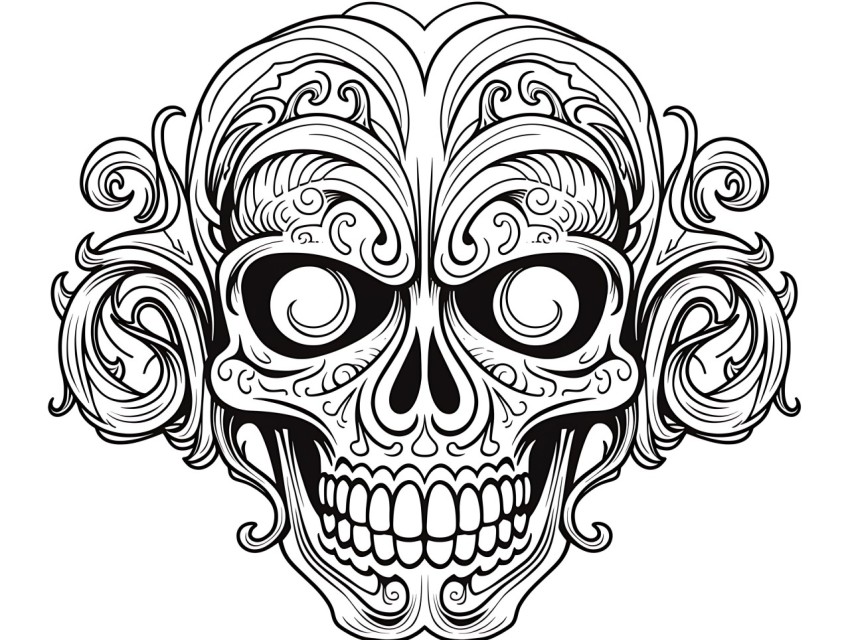 Black and White  Skull Face Head Pop Art Vector Illustrations (231)