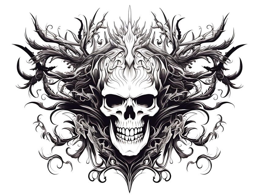 Black and White  Skull Face Head Pop Art Vector Illustrations (273)