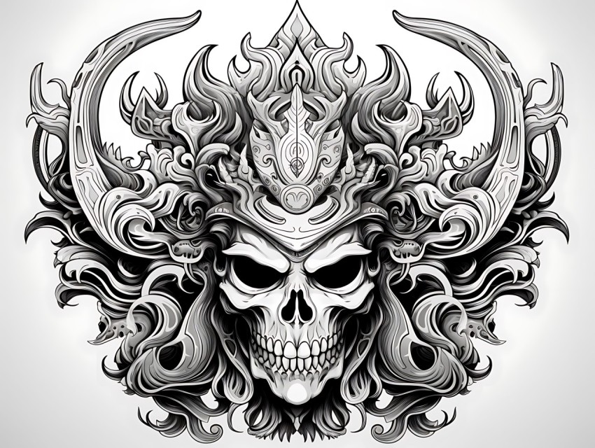 Black and White  Skull Face Head Pop Art Vector Illustrations (320)