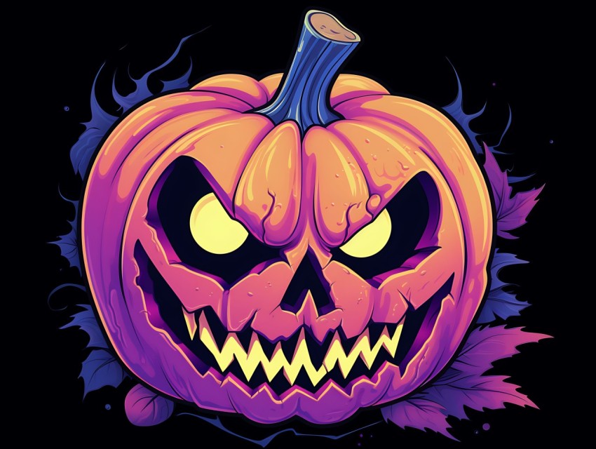 Halloween Pumpkin illustration Design Clipart Pop Art Vector Aesthetic Background (1646)