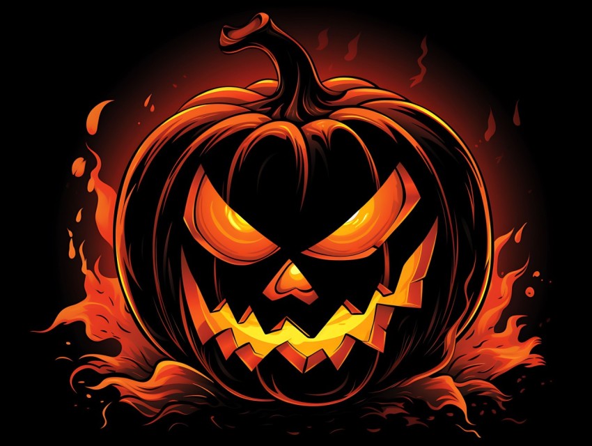 Halloween Pumpkin illustration Design Clipart Pop Art Vector Aesthetic Background (1683)