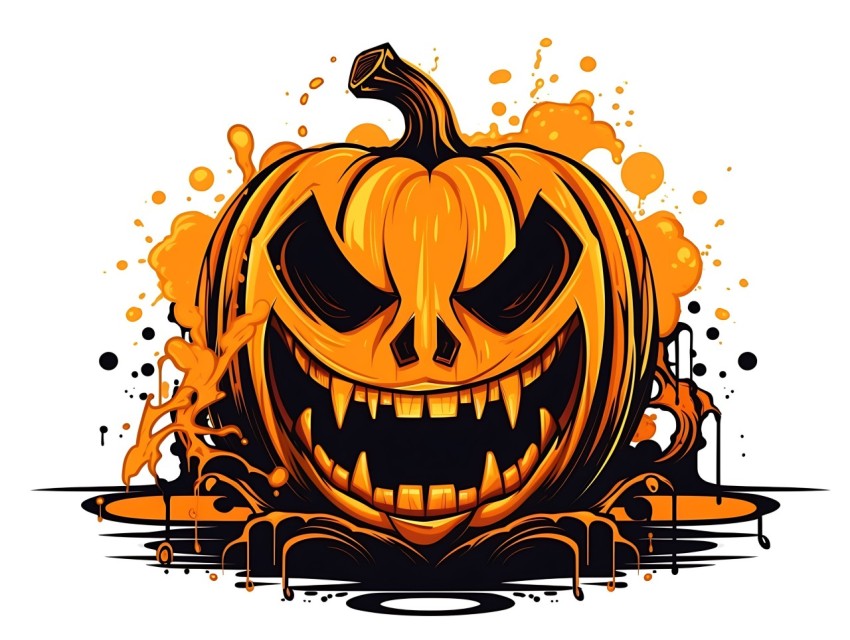 Halloween Pumpkin illustration Design Clipart Pop Art Vector Aesthetic Background (1677)