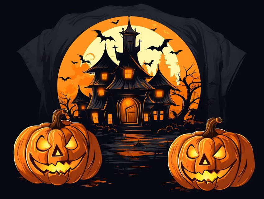Halloween Pumpkin illustration Design Clipart Pop Art Vector Aesthetic Background (1673)