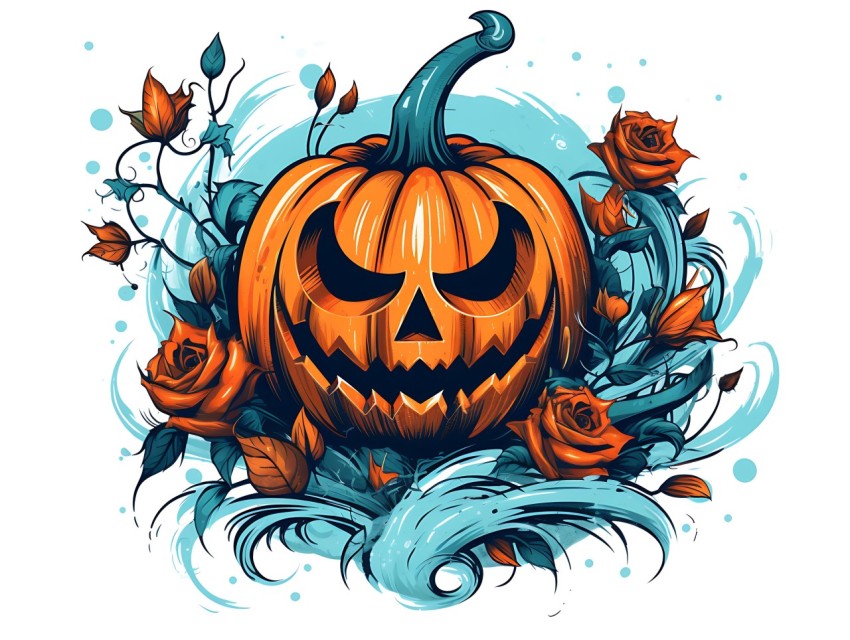 Halloween Pumpkin illustration Design Clipart Pop Art Vector Aesthetic Background (1667)