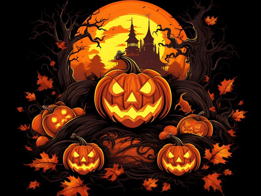 Halloween Pumpkin illustration Design Clipart Pop Art Vector Aesthetic Background (1680)