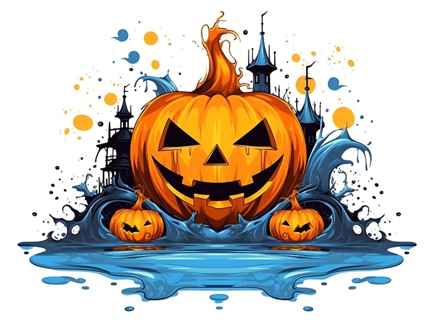 Halloween Pumpkin illustration Design Clipart Pop Art Vector Aesthetic Background (1700)