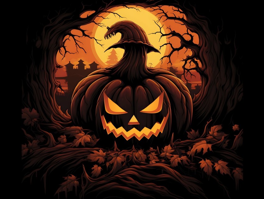 Halloween Pumpkin illustration Design Clipart Pop Art Vector Aesthetic Background (1691)