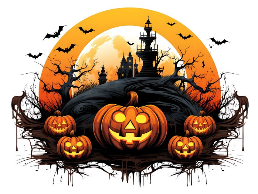 Halloween Pumpkin illustration Design Clipart Pop Art Vector Aesthetic Background (1699)
