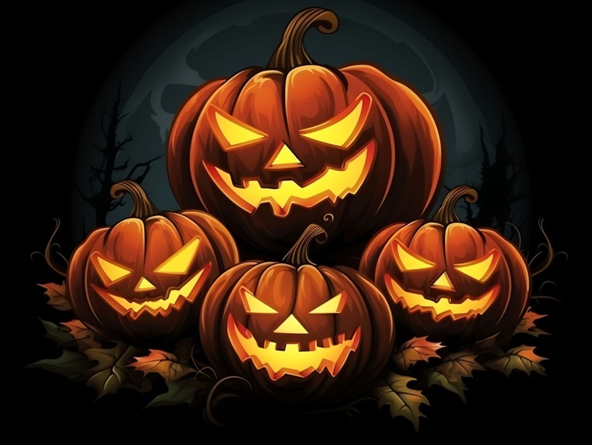 Halloween Pumpkin illustration Design Clipart Pop Art Vector Aesthetic Background (1739)