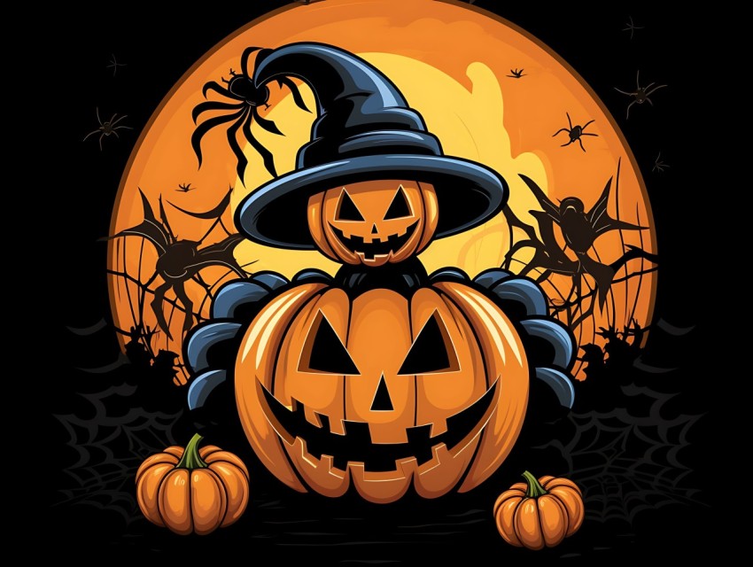 Halloween Pumpkin illustration Design Clipart Pop Art Vector Aesthetic Background (1740)