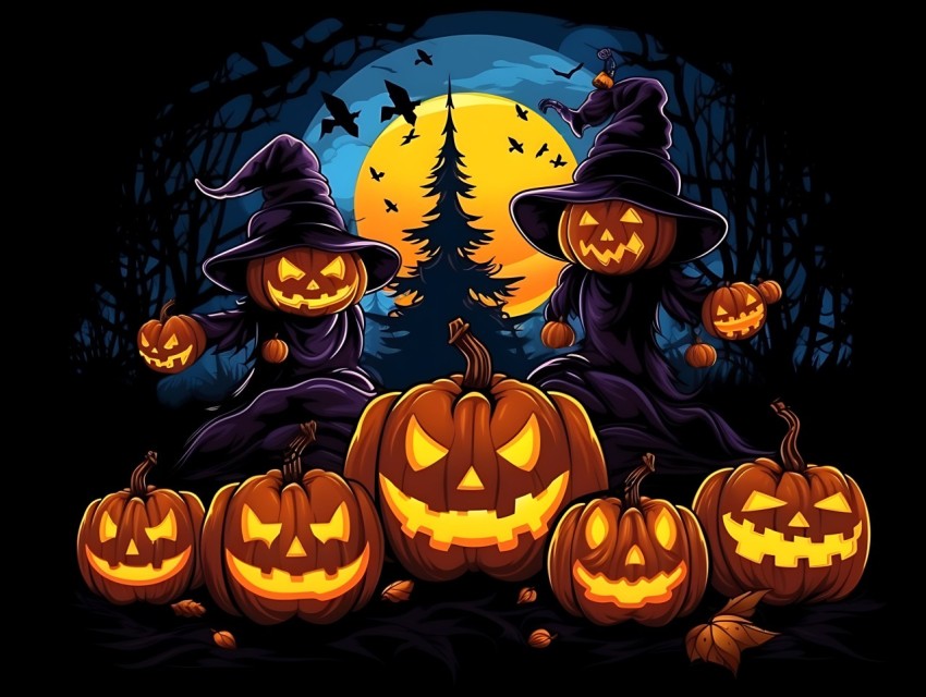 Halloween Pumpkin illustration Design Clipart Pop Art Vector Aesthetic Background (1731)