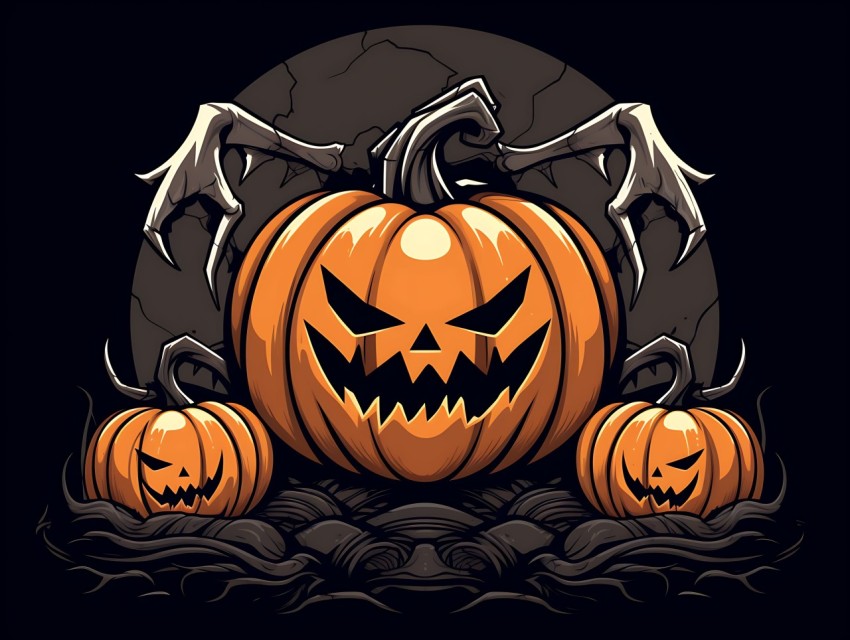 Halloween Pumpkin illustration Design Clipart Pop Art Vector Aesthetic Background (1713)