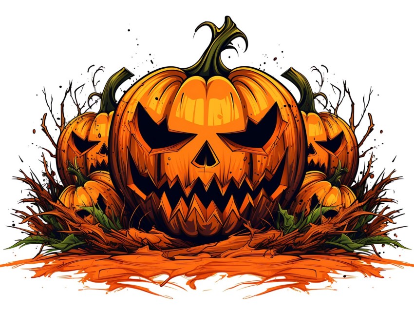 Halloween Pumpkin illustration Design Clipart Pop Art Vector Aesthetic Background (1715)