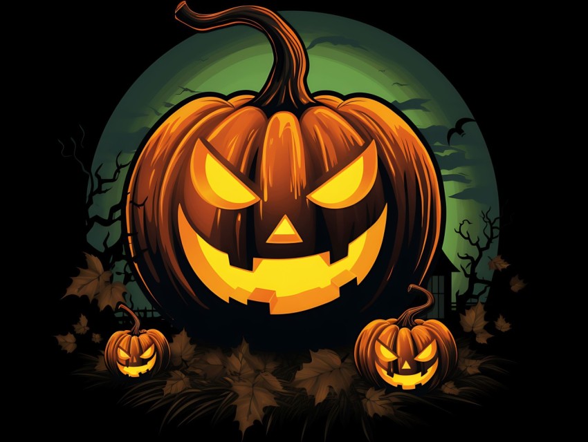 Halloween Pumpkin illustration Design Clipart Pop Art Vector Aesthetic Background (1756)