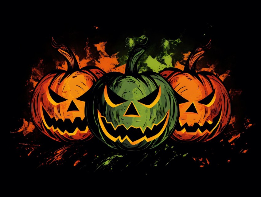 Halloween Pumpkin illustration Design Clipart Pop Art Vector Aesthetic Background (1788)