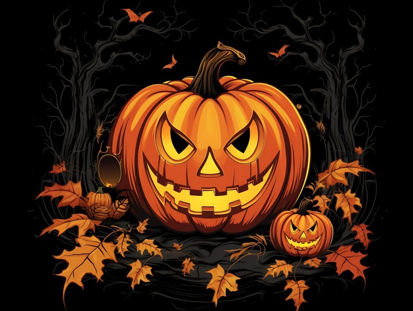 Halloween Pumpkin illustration Design Clipart Pop Art Vector Aesthetic Background (1776)