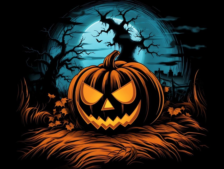 Halloween Pumpkin illustration Design Clipart Pop Art Vector Aesthetic Background (1778)