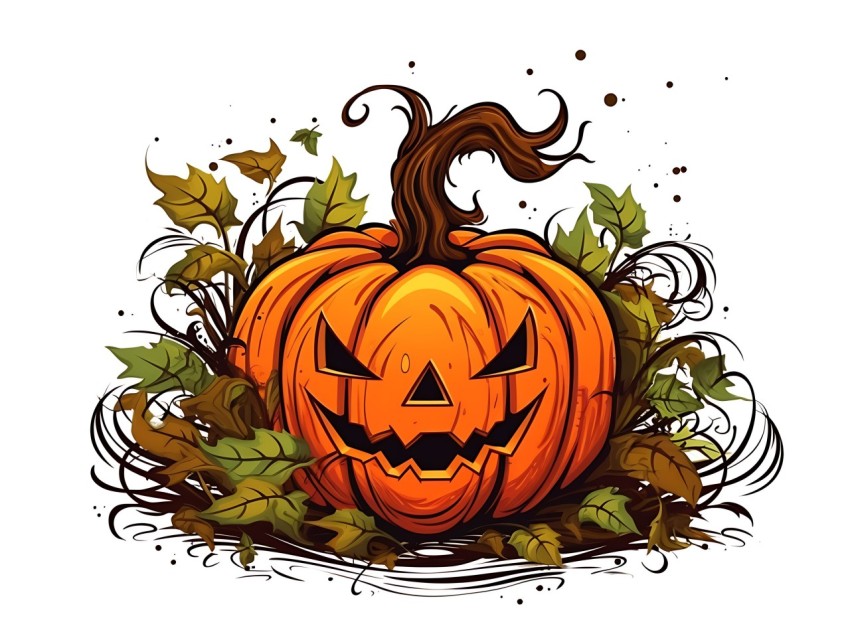 Halloween Pumpkin illustration Design Clipart Pop Art Vector Aesthetic Background (1772)