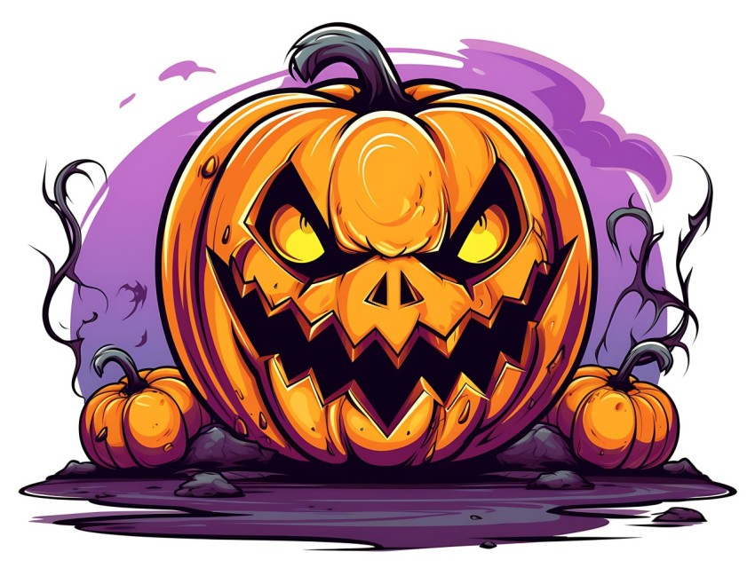 Halloween Pumpkin illustration Design Clipart Pop Art Vector Aesthetic Background (1759)